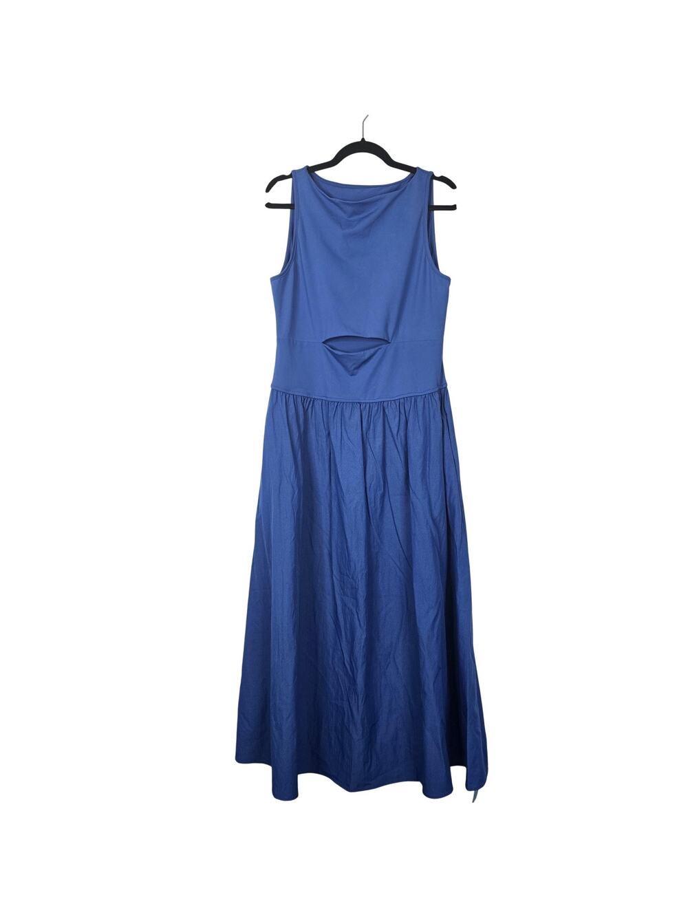 Cupshe Dress Womens XL Blue Sleeveless Cutout Waist Maxi Pockets Stretchy Summer